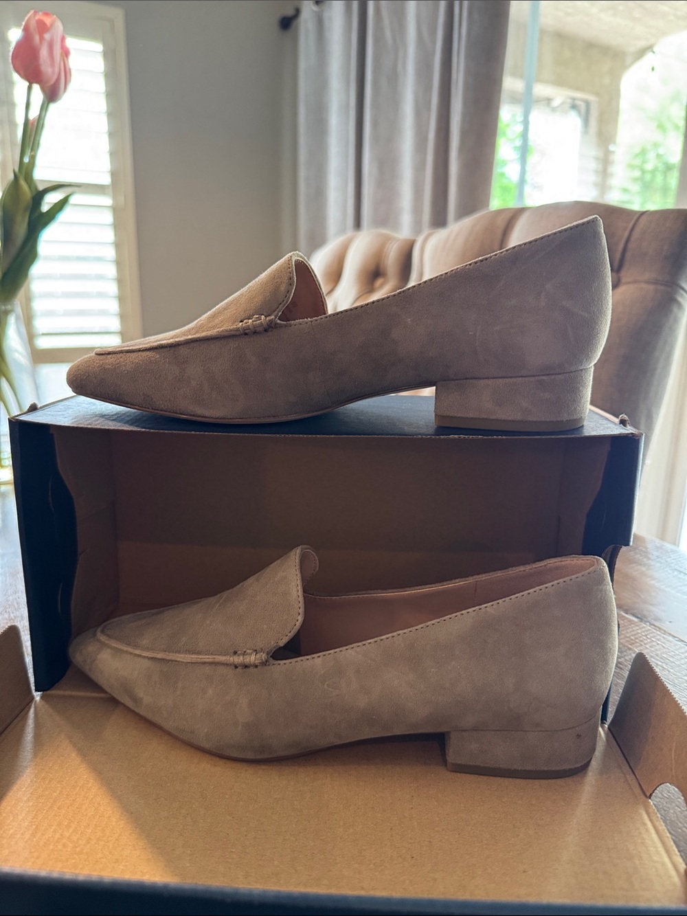 Cole Haan Taupe Suede Pointed-Toe Loafers - Picture 5 of 6